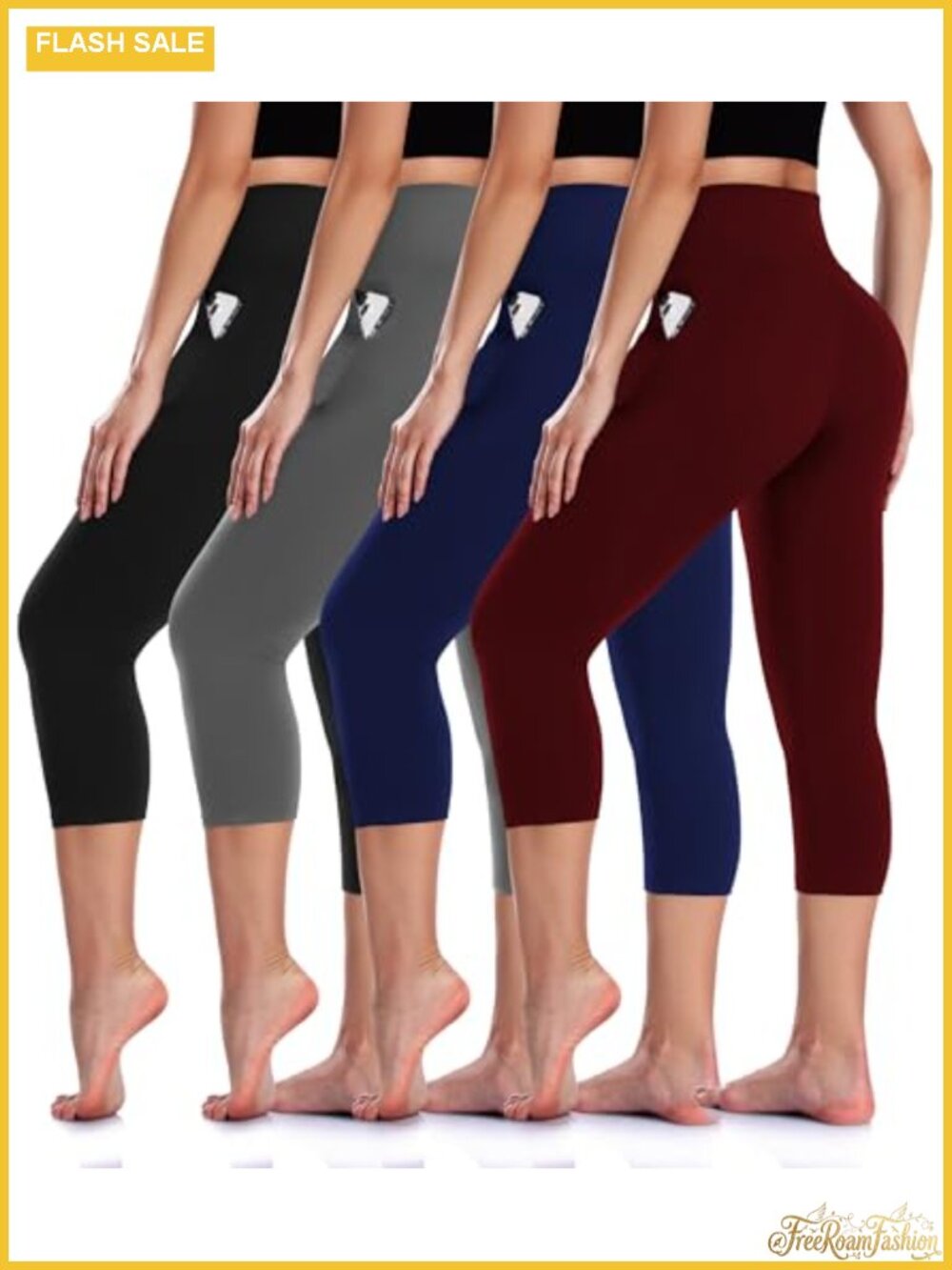 High Waisted Tummy Control Leggings 4 Pack No See Through Yoga Pants